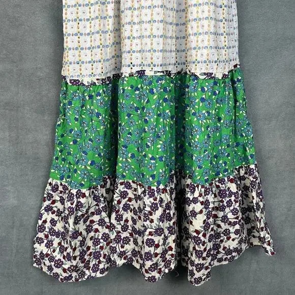 Melloday Dress Womens Small Cream Floral Tier Maxi Smocked Boho Cottage Peasant - Picture 5 of 15